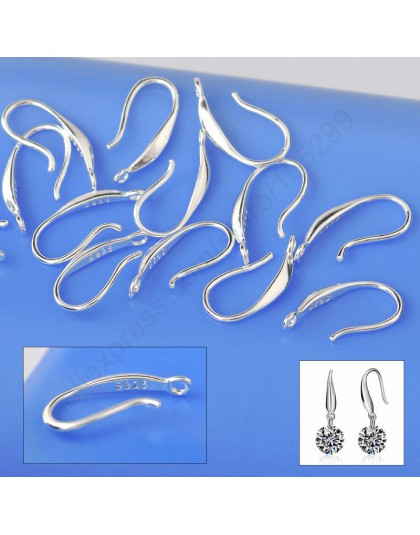 JEXXI hurtownie 50 sztuk ocena biżuteria oryginalna solidna 925 Sterling Silver kolczyk gładki Hook Ear do projektowania DIY kry