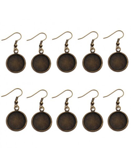 10 sztuk/partia Fit 12mm szkło Cameo Cabochon kolczyki haki okrągły wisiorek ucha baza taca Bezel puste ustawienie dokonywanie u