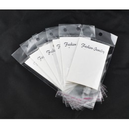 DoreenBeads biały zaczepy na ucho kolczyk wyświetlacz karty (z "moda biżuteria" drukuj) w/torebeczki samoprzylepne 88x50mm, 15 s