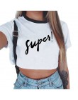 Krótki crop top z okrągłym dekoltem z krótkim rękawem biały seksowny modny młodzieżowy dla dziewczyn dla kobiet