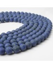 LanLi 8mm naturalna biżuteria granatowy Lapis Lazuli luźne koraliki DIY moda bransoletka naszyjnik kolczyki do uszu akcesoria