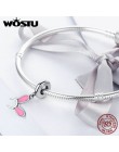 WOSTU nowy 925 Sterling Silver królik uszy nakrycia głowy koraliki Dangle Fit oryginalny WST Charm bransoletka biżuteria dla dzi