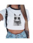 Krótki crop top z okrągłym dekoltem z krótkim rękawem biały seksowny modny młodzieżowy dla dziewczyn dla kobiet