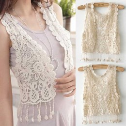 Nowe damskie damskie na co dzień Crochet Tassel Hollow out kamizelka kamizelka sweter TBM7