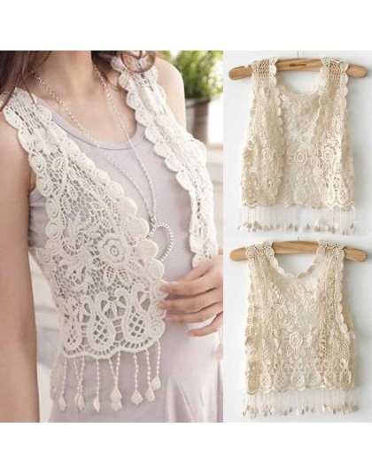 Nowe damskie damskie na co dzień Crochet Tassel Hollow out kamizelka kamizelka sweter TBM7