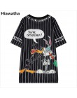 Hiawatha lato długi T koszula kobiety Cartoon drukowane drążą t-shirty Harajuku styl na co dzień luźne topy T2470