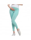 Dla kobiet w ciąży legginsy w ciąży stałe spodnie bawełniane ubrania kobiet wysokiej talii regulowany pasek modalne spodnie dla 