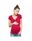 Plus rozmiar dekolt w serek z krótkim rękawem macierzyństwo karmienie piersią topy koszulki ciążowe pielęgniarstwo odzież dla ci