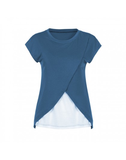 Odzież ciążowa karmienie piersią ubrania letnie opieka ciążowa Wrap Top z krótkim rękawem podwójna warstwa bluzka koszulka JE04 