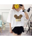 2019 lato nowego kobiet T-shirt Cute Cartoon Mickey Leopard Print Tee koszula luźne przypadkowa kobieta Harajuku Kawaii ubrania