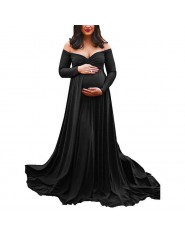Modna Sukienka ciążowa do sesji zdjęciowej wieczorowa długa maxi dla kobiet w ciąży