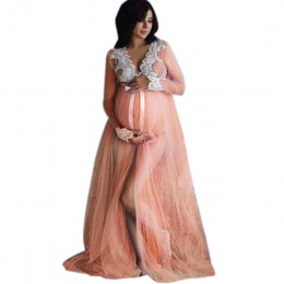 Kobiety koronkowa sukienka ciążowa macierzyński fotografia rekwizyty koronkowe ubrania ciążowe suknie do sesji zdjęciowych dla k