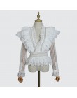 [MENKAY] wiosna jesień ZIM Hollow Out V Neck Ruffles łączone topy kobiety 2019 nowy