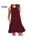 ENXI elastyczność sukienka ciążowa lato odzież dla ciężarnych kobiet odzież O-neck bez rękawów Slim sukienka ciążowa 2018