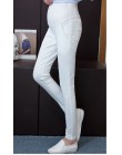 Wiosna brzuch Skinny ciążowe Legging w elastycznej bawełny regulowany talia ołówek spodnie ciążowe odzież dla ciężarnych kobiet
