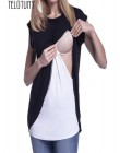 TELOTUNY karmienie piersią bluzki damska koszulka ciążowa z Wrap Top Embarazada suknia Cap rękawy podwójna warstwa bluzka T Shir