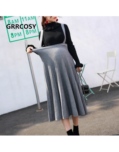 GRRCOSY koreański spódnice damskie jesień ciążowe elastyczny paskiem wokół talii spódnica ciąży długie spódnice odzież dla cięża