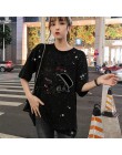 Koreański moda lato T koszula kobiety list druku luźne casual harajuku koszulka z krótkim rękawem żółty tshirt topy w dużych roz