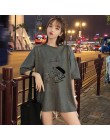 Koreański moda lato T koszula kobiety list druku luźne casual harajuku koszulka z krótkim rękawem żółty tshirt topy w dużych roz