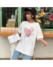 Koreański moda lato T koszula kobiety list druku luźne casual harajuku koszulka z krótkim rękawem żółty tshirt topy w dużych roz