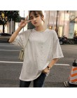 Koreański moda lato T koszula kobiety list druku luźne casual harajuku koszulka z krótkim rękawem żółty tshirt topy w dużych roz