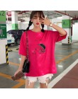 Koreański moda lato T koszula kobiety list druku luźne casual harajuku koszulka z krótkim rękawem żółty tshirt topy w dużych roz