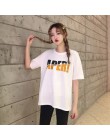 Koreański moda lato T koszula kobiety list druku luźne casual harajuku koszulka z krótkim rękawem żółty tshirt topy w dużych roz