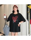 Koreański moda lato T koszula kobiety list druku luźne casual harajuku koszulka z krótkim rękawem żółty tshirt topy w dużych roz