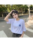 Koreański moda lato T koszula kobiety list druku luźne casual harajuku koszulka z krótkim rękawem żółty tshirt topy w dużych roz