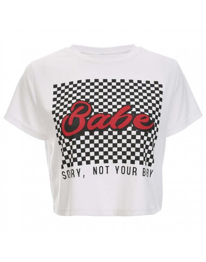 Weekeep kobiety moda przycięte szachownica druku t koszula lato bawełna O-neck koszulka z krótkim rękawem 2018 Streetwear Crop T