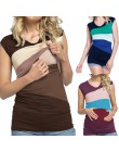 MUQGEW karmienie piersią odzież damska koszulka ciążowa z Wrap Top kolor bloku podwójna warstwa bluzka T koszula ropa materna  