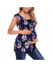 Gorąca sprzedaż kobiet macierzyństwa bez rękawów kwiatowy Print topy karmienie piersią bluzka ubrania vêtement maternite Dropshi