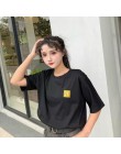 Koreański moda lato T koszula kobiety list druku luźne casual harajuku koszulka z krótkim rękawem żółty tshirt topy w dużych roz