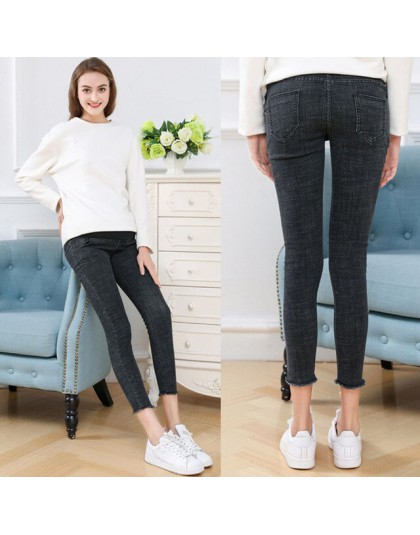 Wysokiej jakości dziewiątego spodnie jeansy ciążowe dla kobiet w ciąży ubrania Skinny Denim Jeansy ze streczem spodnie w ciąży G