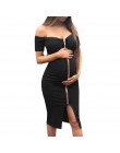 MUQGEW kobiety sukienka macierzyński fotografia rekwizyty solidna Zipper odzież ciążowa lato ciążowe suknie do sesji zdjęciowych