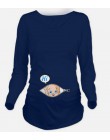 Nastolatek odzież ciążowa śmieszne topy dla kobiet w ciąży kobieta jesień z długim rękawem T Shirt Cartoon ciąży koszula mama Te