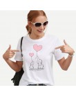 Kawaii śliczne słoń balon druku kobiet t koszula 2018 lato śmieszne koszulka z krótkim rękawem Plus Size na co dzień topy koszul