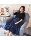 2133  stylowe Denim Patchwork bawełna sukienka ciążowa lato koreański mody 3XL odzież dla ciężarnych kobiet 4XL odzież ciążowa