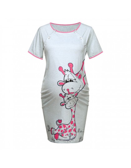LONSANT sukienka ciążowa kobiety Cartoon drukuj krótki rękaw koszula nocna bawełna ciąży odzież codzienna lato sukienka ciążowa