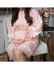 VONDA odzież ciążowa 2019 w ciąży bielizna nocna na co dzień luźne koronki Splice ciąży koszula nocna koszula nocna znosić sukie