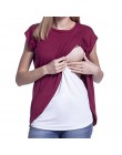 MUQGEW karmienie piersią odzież damska koszulka ciążowa z Wrap Top Cap rękawy podwójna warstwa bluzka T Shirt lactancia materna 