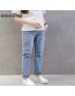 MODENGYUNMA jeansy ciążowe kobiety w ciąży luźne ołówek spodnie dla kobiet w ciąży elastyczny pas spodnie jeansowe ubrania ciążo