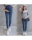 1204  elastyczny pas brzuch Denim jeansy ciążowe garnitur na cztery pory roku nosić spodnie damskie obcisłe odzież dla ciężarny