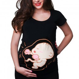 MaternityPregnant odzież tee damskie bluzka z krótkim rękawem dla kobiet w ciąży macierzyństwo topy T-Shirt z nadrukiem