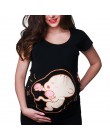 MaternityPregnant odzież tee damskie bluzka z krótkim rękawem dla kobiet w ciąży macierzyństwo topy T-Shirt z nadrukiem