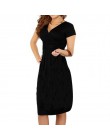 Modna odzież ciążowa V-neck krótki rękaw bawełna ciąży sukienka lato elastyczny pas suknie YJS Dropship