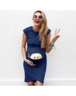 Nowy 2019 druku dziecko w ciąży sukienka ciążowa rekwizyty macierzyński Bodycon Casual Mini sukienka w ciąży odzież dla ciężarny