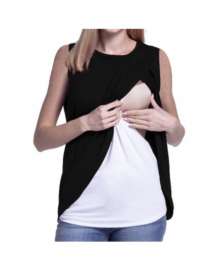 Lato kobiety w ciąży karmienie koszulka damska koszulka ciążowa z Wrap Top Cap rękawy dwuwarstwowa bluzka T-shirt odzież