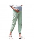 Moda lato Skinny ciążowe spodnie capri dziewiątego długość bawełna matka odzież dla ciężarnych kobiet elastyczny pas ciąża
