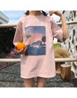 2019 koreański Harajuku w stylu Vintage wydrukowano z krótkim rękawem T Shirt kobiety lato Casual luźna koszulka Femme Streetwea